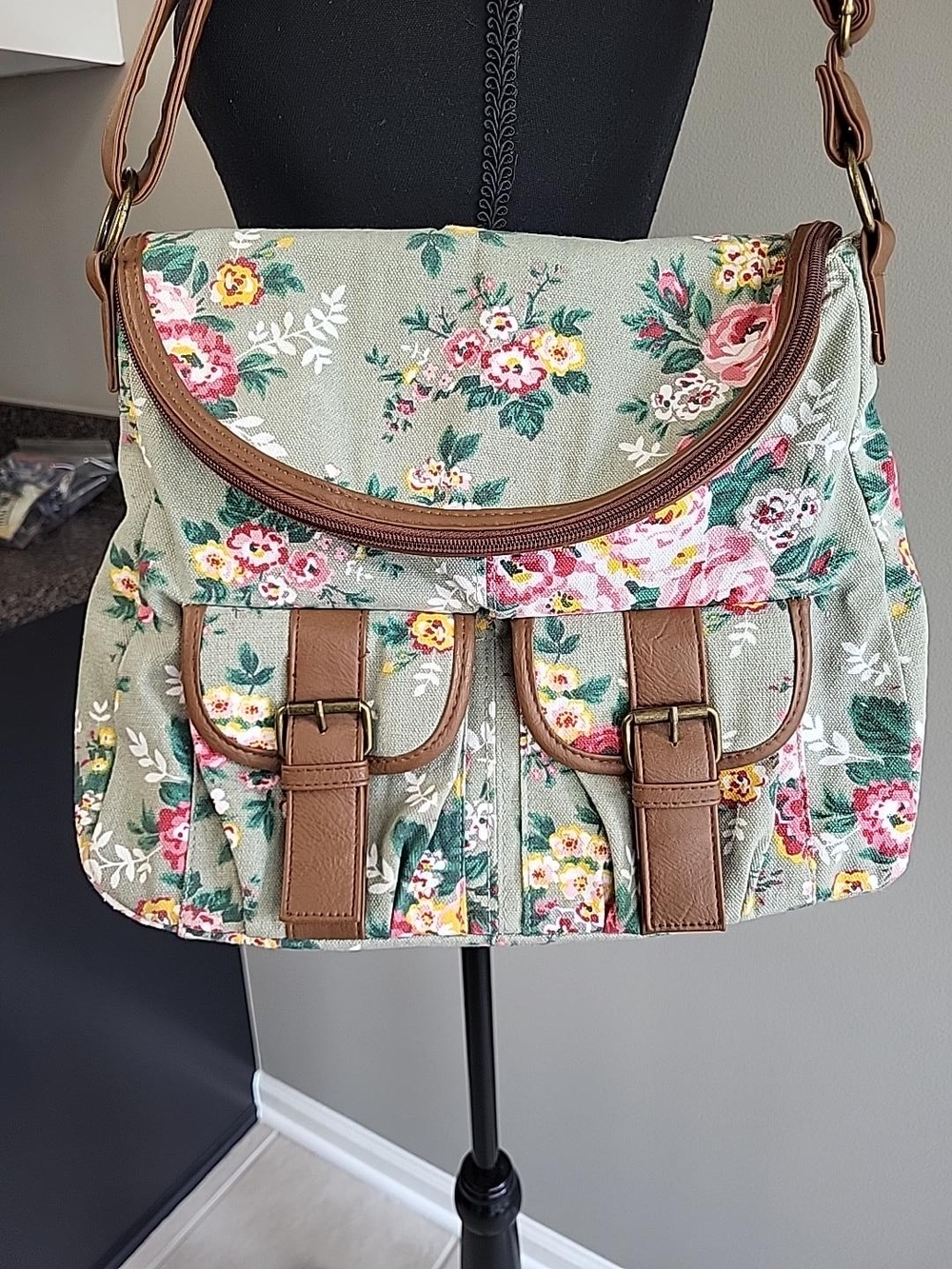 Y2K Mary Kate Ashley Olsenboye Floral Canvas Messenger Satchel Cottagecore Boho